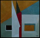 Szentendrei házak, 1974, tempera, papír, 12x13 cm
